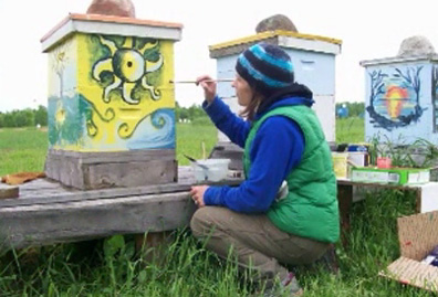Melissa painting at the Meadery