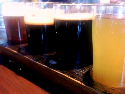 Flight of the big boys! Red Rock Flanders Red, Bourbon Imperial Stout, Coffee Bourbon Imperial Stout, and Barrel Aged Wheatwine